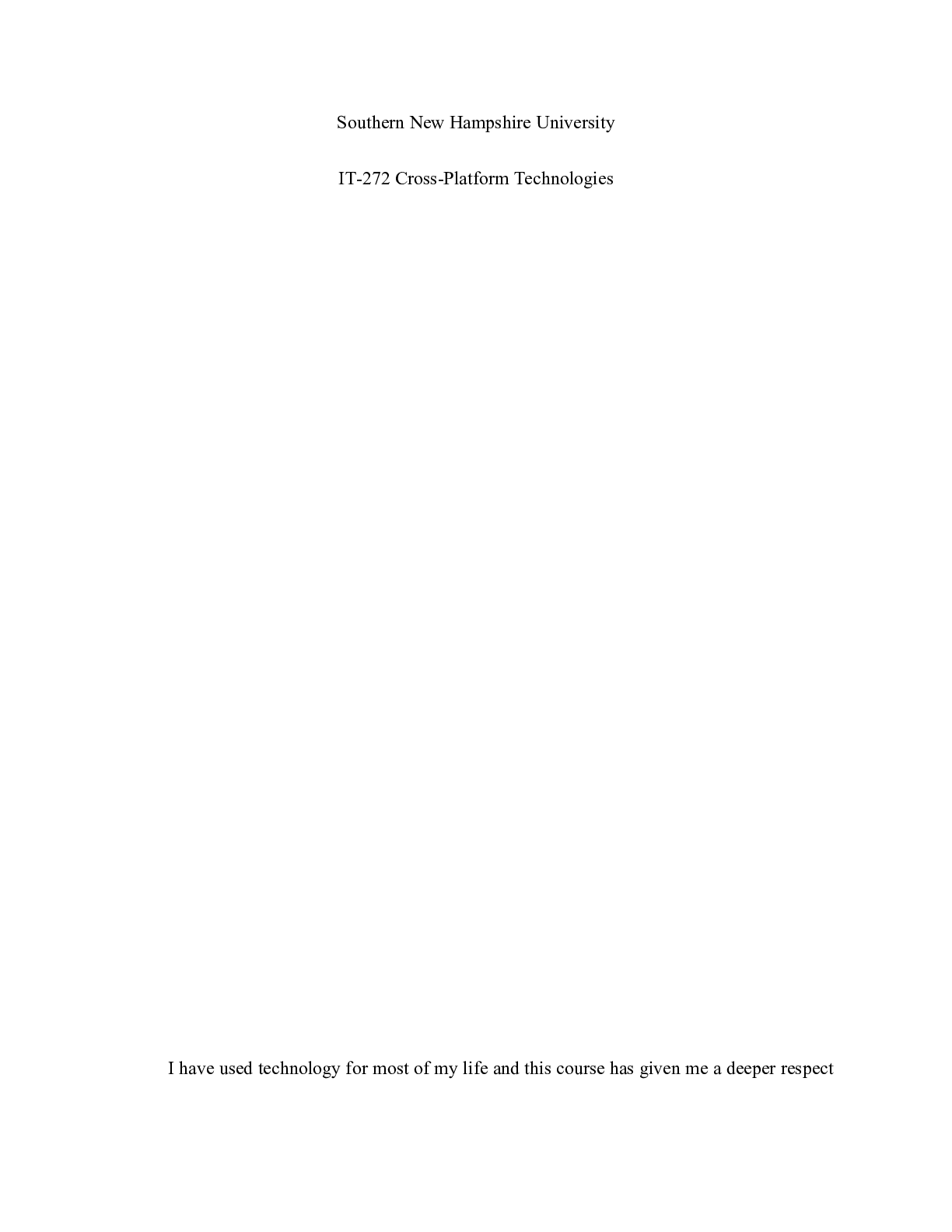 Preview image for IT272 W8|  Southern New Hampshire University  IT-272 Cross-Platform Technologies  I ha